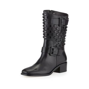 Michael Kors Black Moto Boots with studs Sz 8